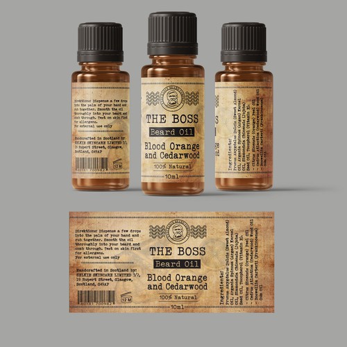 Vintage beard oil label design