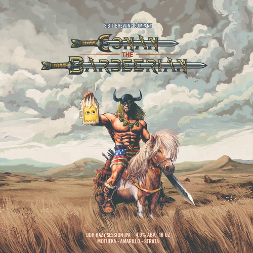 8bit brewing beer label-conan the barbeerian