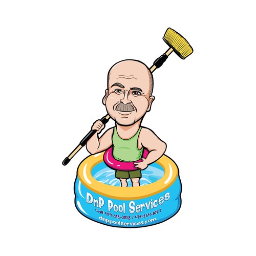Caricature logo for Pool Servicing Business