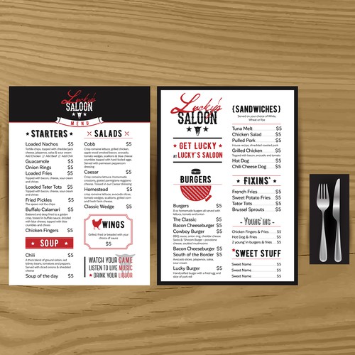 Western style menu