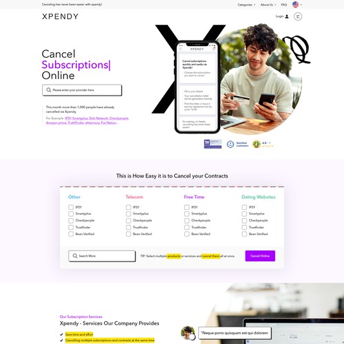 Website design for Xpendy