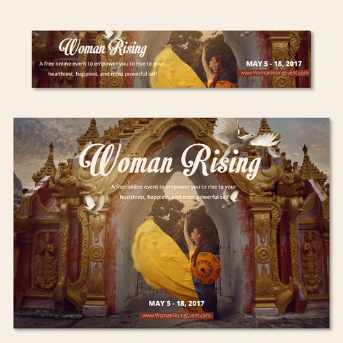 Woman rising advertising 