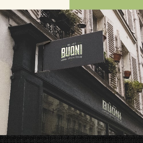 BUONI sforna pizze e ha bisogno di un logo senza tempo, nè gourmet nè fast food. Semplicemente pizze