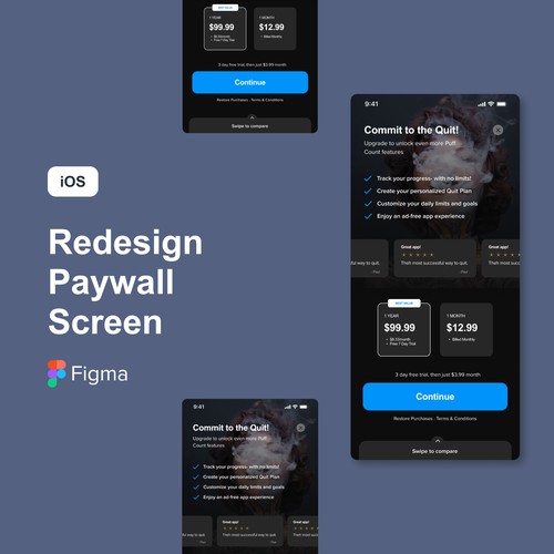 Paywall screen for Puff count app