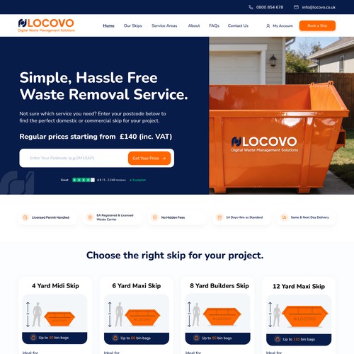 Locovo Skip Hire Website Design for UK Waste Management
