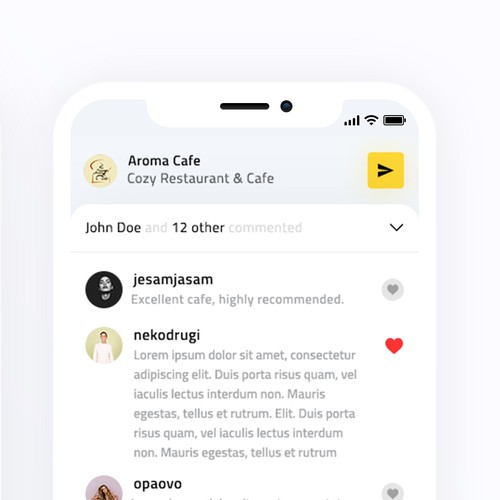 App design for cafe/restaurant browsing