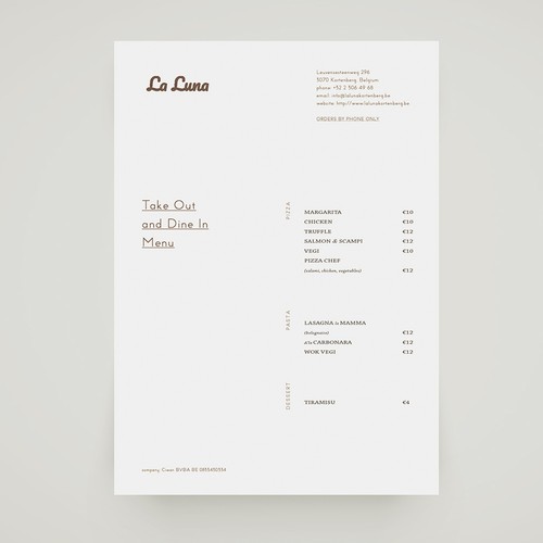 Menu Flyer Design for La Luna