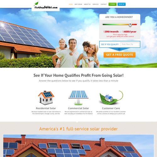 Residential Solar Lead Generation Form - Simple but elegant design