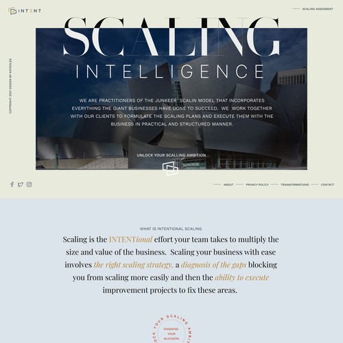 Landing page design concept for new era consulting firm