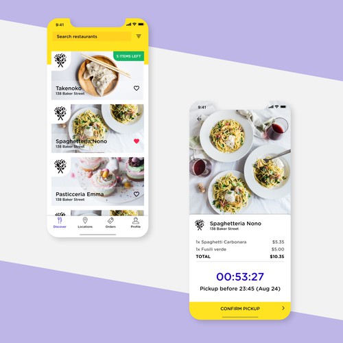 Design for food purchase app