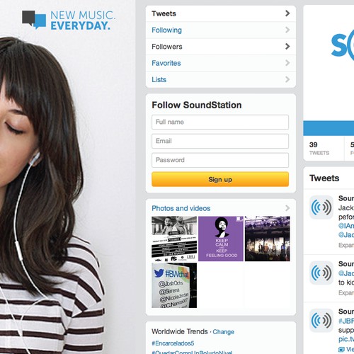 Music Startup Needs awesome Twitter page design