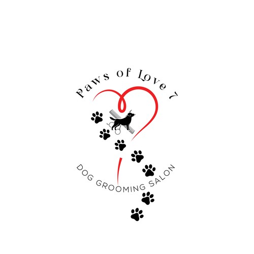 Logo Design for Dog Grooming Salon Paws of Love 7