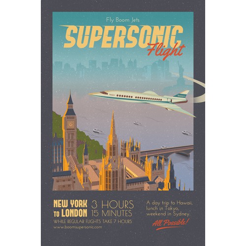 Vintage Poster Promoting Supersonic Flight