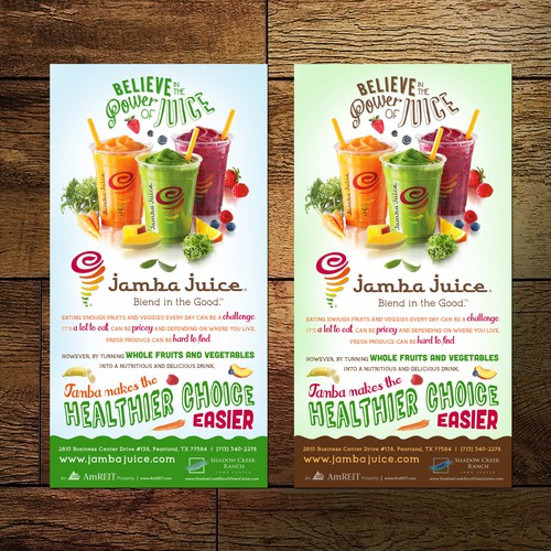 Ad flyer for Juice Store