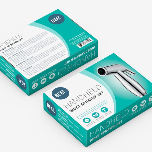 Elegant, modern packaging design for bathroom device