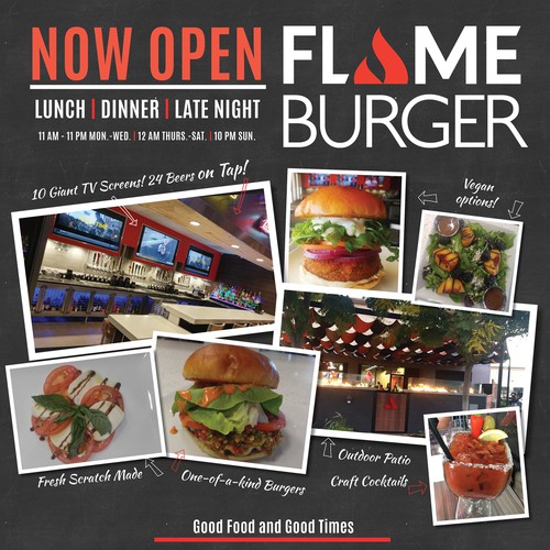 Eye catching display ad for new burger joint