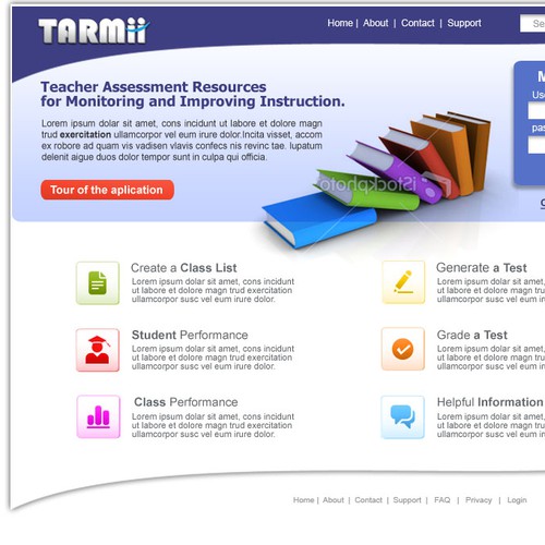 Site design for TARMii - a new site to help teachers