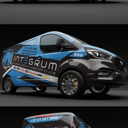 Car wrap design for Ford Transit Custom White Sports Van