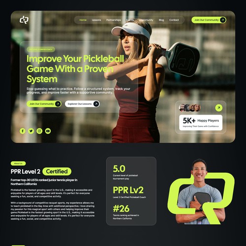 Pickle Ball Website Deisgn