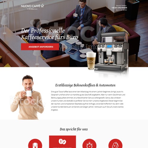 Landinpage for Coffee Machine Retailer