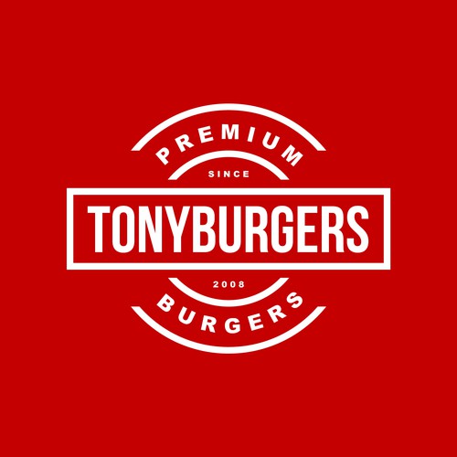 Clean badge typography logo for tonyburgers