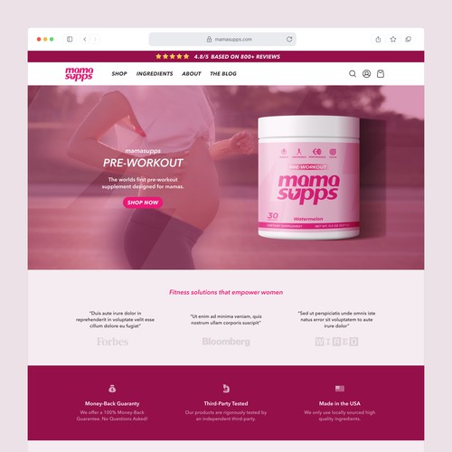 E-Commerce Home Page For a Special Woman's Supplement Product  