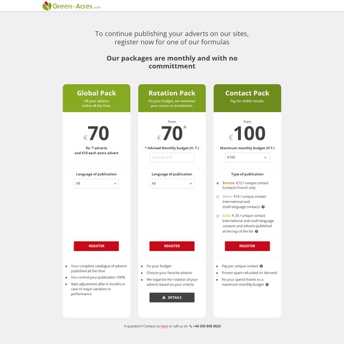  Pricing page re-design
