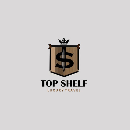 Luxurious logo for TOP SHELF luxury travel