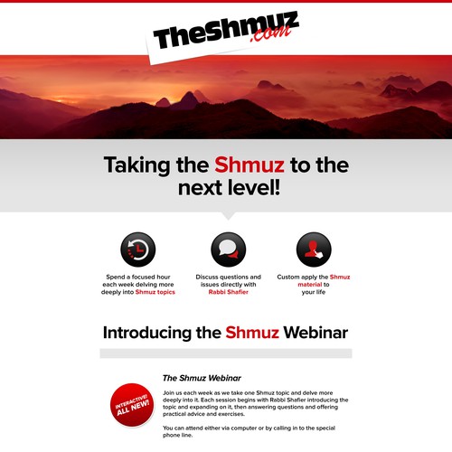 landing page for Shmuz Webinar