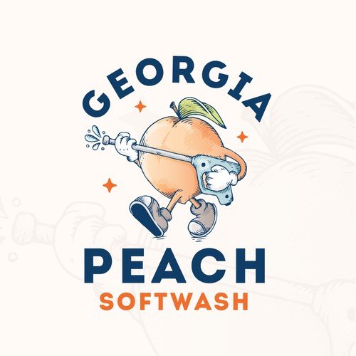 peach softwash handrawn logo design 