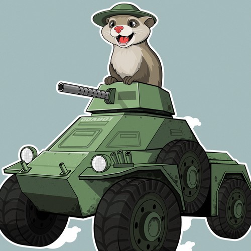 Ferret on an armored car