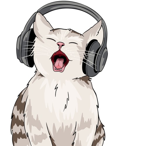 Singing Cat Graphic Tee | Headphones Y2K Grunge Aesthetic