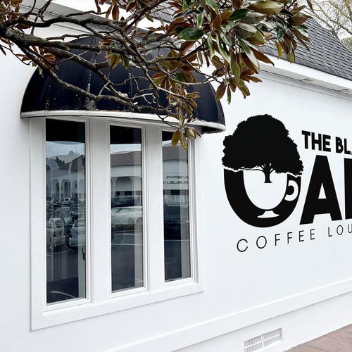 Logo concept with an Oak Tree and a Coffee Cup