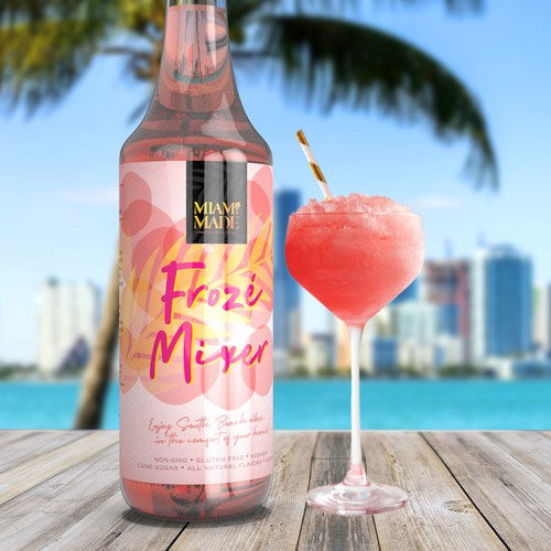 Label for a cocktail mixer made in Miami