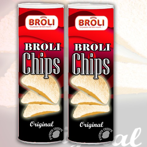 Vibrant creative label needed for our Broli ptato chips in tins.