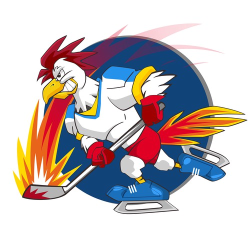 Hockey Player Chicken mascot 