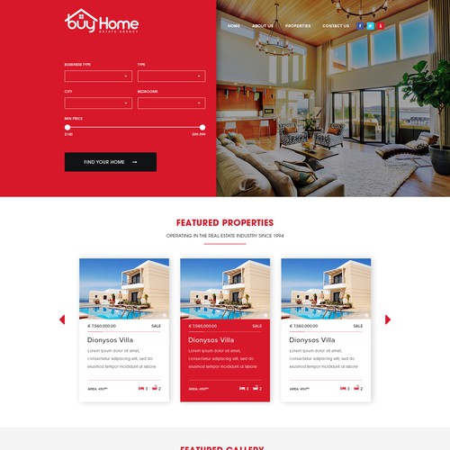 Real Estate Company Home page