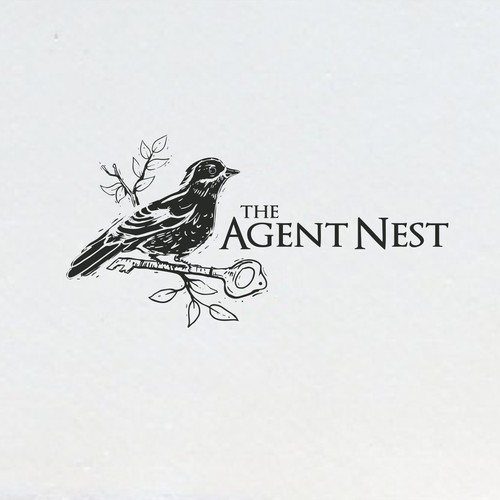 linocut digital design style for The Agent Nest