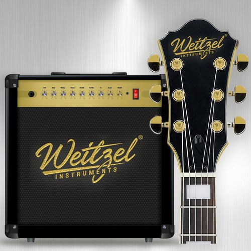 Guitar amplifier & headstock logo mock up