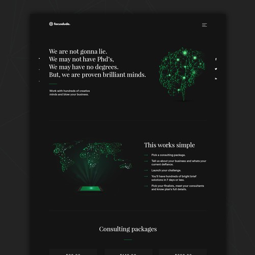 Furutistic landing page design