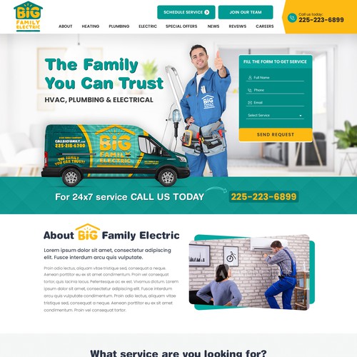 Web design of a HVAC, electrical service company.