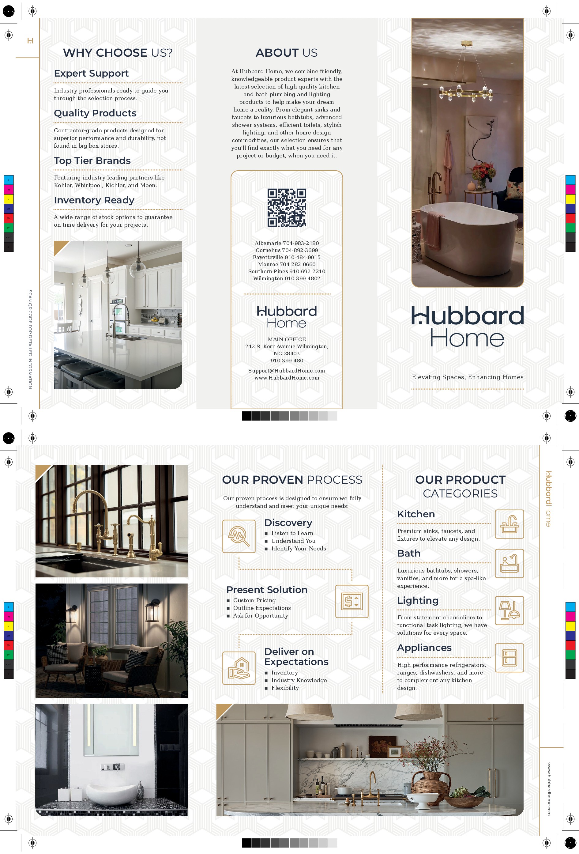 Luxurious tri-fold to showcase our showroom brand/products