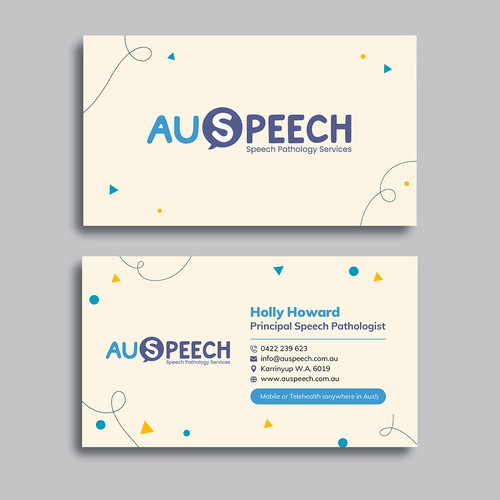 KIDS SPEECH THERAPIST Business Cards 