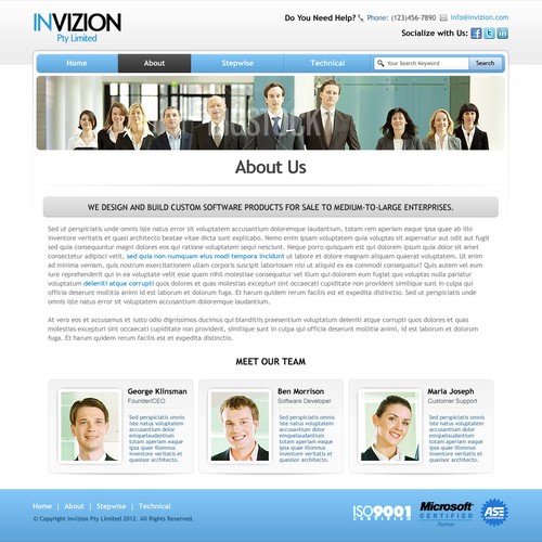 Create the next website design for Invizion Pty Limited