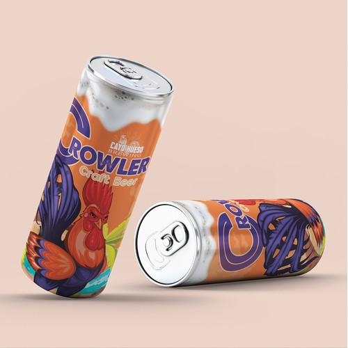 Bright and Tropical Island Brewery Crowler label