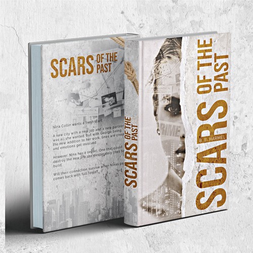 Book cover design for Bruna Harmel's novel Scars of the past.