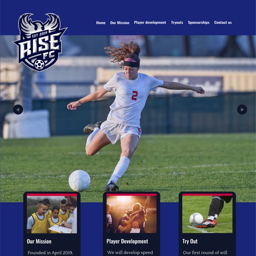 Web layout for a Soccer club website