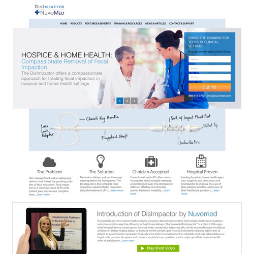 Create a home page for a medical device; Will contract with winner do the whole site.