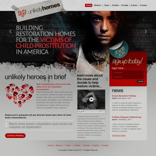 Help Unlikely Heroes  with a new website design