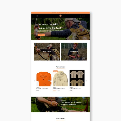 Landing page design for merch sales page